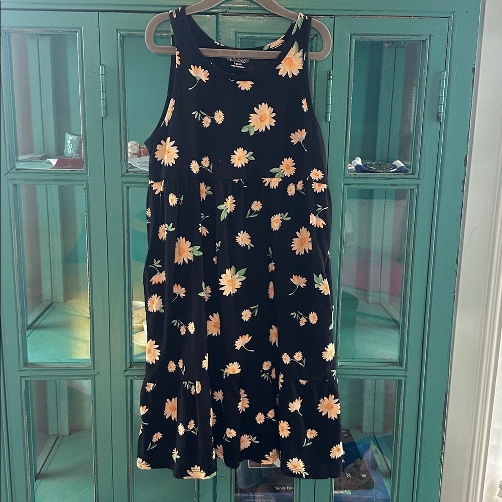 Old Navy Black Dress with Yellow Floral Accents